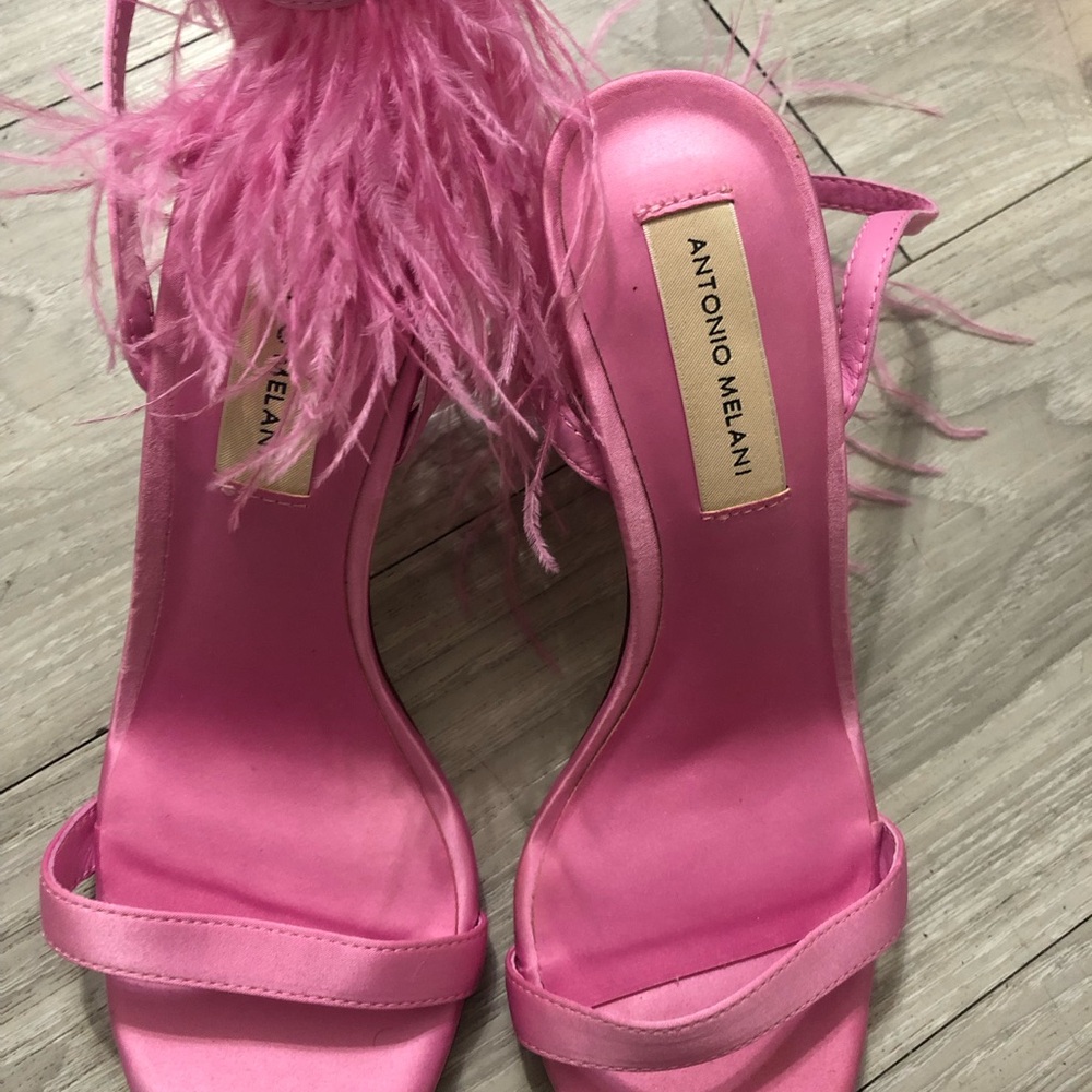 Antonio Melani Vibrant Pink Feathered Heels